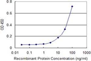 Detection limit for recombinant GST tagged NFIC is 1 ng/ml as a capture antibody. (NFIC antibody  (AA 314-423))