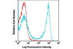 Flow cytometric analysis of C57Bl/6 mouse bone marrow cells using Ly6g monoclonal antibody, clone RB6-8C5 (PE/Cy7)  compared to a relevant isotype control in red.