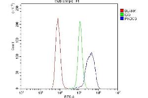 Flow Cytometry analysis of Raji cells using anti-PI3K-gamma/PIK3CG antibody (ABIN7601952).