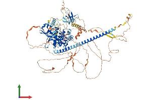 AlphaFold protein structure predicition of Mouse Recombinant Map3k10 Protein, UniprotID Q66L42 (MAP3K10 Protein (AA 1-940) (His tag))