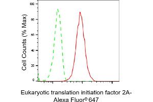 Flow cytometric analysis of Eukaryotic translation initiation factor 2A expression in HepG2 cells using Eukaryotic translation initiation factor 2A antibody (ABIN7798513), 1:2,000).