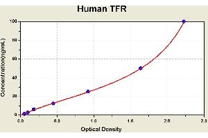 Diagramm of the ELISA kit to detect Human TFRwith the optical density on the x-axis and the concentration on the y-axis.