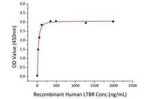 Activity Assay (AcA) image for Lymphotoxin beta Receptor (TNFR Superfamily, Member 3) (LTBR) (AA 31-227) (Active) protein (His-Fc tag) (ABIN7607436)