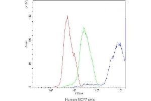 Flow cytometry testing of human MCF7 cells with DBI antibody at 1ug/10^6 cells (blocked with goat sera) (Diazepam Binding Inhibitor antibody  (AA 2-187))