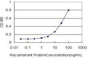 Detection limit for recombinant GST tagged TSSC1 is approximately 1ng/ml as a capture antibody. (TSSC1 antibody  (AA 288-387))