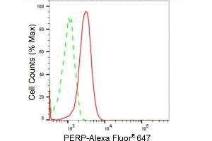 Flow cytometric analysis of PERP expression in Hela cells using PERP antibody (ABIN7800577), 1:2,000). (Recombinant PERP antibody)