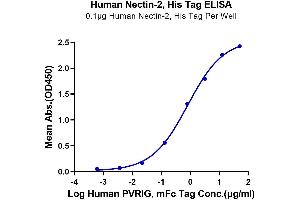 ELISA image for Poliovirus Receptor-Related 2 (Herpesvirus Entry Mediator B) (PVRL2) (AA 32-360) protein (His-Avi Tag) (ABIN7275309)