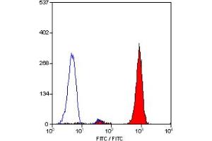 Staining of human peripheral blood granulocytes with MOUSE ANTI HUMAN CD16:FITC (CD16 antibody  (FITC))