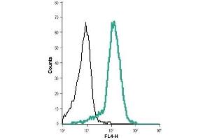 Cell surface detection of KCNN4 in live intact human THP-1 acute monocytic leukemia cell line: (black line) Cells + Streptavidin-AlexaFluor-647.