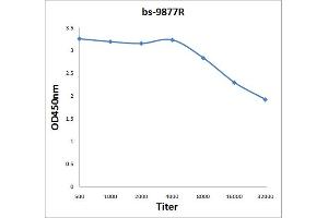 Antigen: 2 µg/100 µL  Primary: Antiserum, 1:500, 1:1000, 1:2000, 1:4000, 1:8000, 1:16000, 1:32000;  Secondary: HRP conjugated Rabbit Anti-Goat IgG at 1: 5000;  TMB staining Read the data in Microplate Reader by 450nm. (STAU1/Staufen antibody)