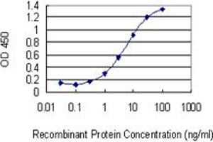 Detection limit for recombinant GST tagged ZNF10 is 0. (ZNF10 antibody  (AA 1-98))