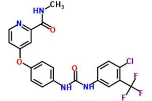 Chemical structure of Sorafenib , a Raf-1 inhibitor (and other kinases).