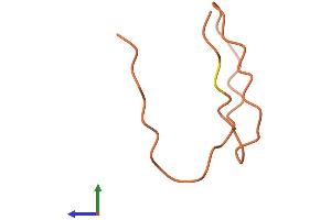 AlphaFold protein structure predicition of Human Recombinant KRTAP22-2 Protein, UniprotID Q3LI68 (KRTAP22-2 Protein (AA 1-45) (Fc Tag))