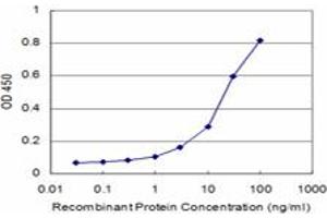 Detection limit for recombinant GST tagged PKP4 is approximately 3ng/ml as a capture antibody. (Plakophilin 4 antibody  (AA 12-110))
