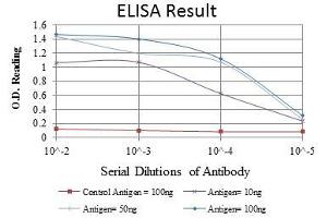 Red: Control Antigen (100 ng), Purple: Antigen (10 ng), Green: Antigen (50 ng), Blue: Antigen (100 ng), (CD94 antibody)