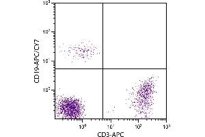 Human peripheral blood lymphocytes were stained with Mouse Anti-Human CD19-APC/CY7. (CD19 antibody  (APC-Cy7))