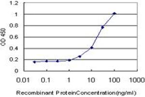Detection limit for recombinant GST tagged DLX1 is approximately 1ng/ml as a capture antibody. (DLX1 antibody  (AA 152-255))