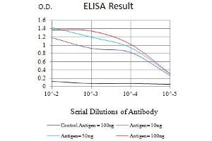 Black line: Control Antigen (100 ng),Purple line: Antigen (10 ng), Blue line: Antigen (50 ng), Red line:Antigen (100 ng) (Glypican 3 antibody  (AA 359-554))