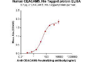 ELISA plate pre-coated by 2 μg/mL (100 μL/well) Human CEA, His tagged protein (ABIN6961129, ABIN7042287 and ABIN7042288) can bind Anti-CEA Antibody ([getskuurl sku