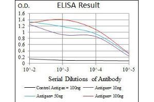 Black line: Control Antigen (100 ng), Purple line: Antigen(10 ng), Blue line: Antigen (50 ng), Red line: Antigen (100 ng), (CD6 antibody  (AA 472-668))