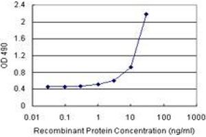 Sandwich ELISA detection sensitivity ranging from 1 ng/mL to 100 ng/mL. (FGF21 (Human) Matched Antibody Pair)