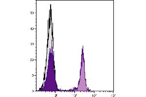 BALB/c mouse splenocytes were stained with Rat Anti-Mouse CD45R-BIOT. (Neutralite Avidin-CY3)