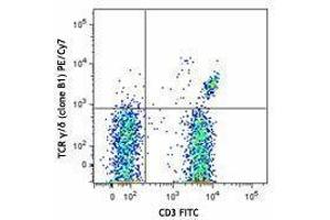 Flow Cytometry (FACS) image for anti-T-Cell Receptor gamma/delta (TCR gamma/delta) antibody (PE-Cy7) (ABIN2659399) (TCR gamma/delta antibody  (PE-Cy7))