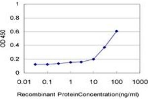 Detection limit for recombinant GST tagged ZNF215 is approximately 3ng/ml as a capture antibody. (ZNF215 antibody  (AA 1-304))