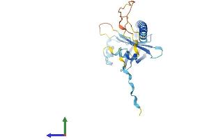 AlphaFold protein structure predicition of Mouse Recombinant Paxx Protein, UniprotID Q8K0Y7 (Paxx Protein (AA 1-205) (His tag))