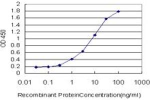 Detection limit for recombinant GST tagged SCN2B is approximately 0. (SCN2B antibody  (AA 1-215))