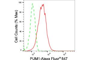 Flow cytometric analysis of PUM1 expression in HepG2 cells using PUM1 antibody (ABIN7800064), 1:2,000). (Recombinant PUM1 antibody)
