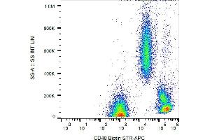 Flow cytometry analysis (surface staining) of human peripheral blood with anti-CD48 (MEM-102) biotin / streptavidin-APC. (CD48 antibody  (Biotin))