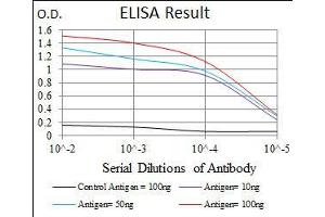 Black line: Control Antigen (100 ng), Purple line: Antigen(10 ng), Blue line: Antigen (50 ng), Red line: Antigen (100 ng), (GSC antibody  (AA 191-257))