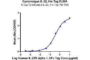 Immobilized Cynomolgus IL-22, His Tag at 1 μg/mL (100 μL/well) on the plate. (IL-22 Protein (AA 34-179) (His tag))