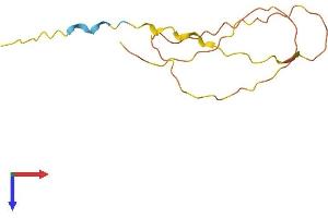 AlphaFold protein structure predicition of Human Recombinant LCE1E Protein, UniprotID Q5T753 (LCE1E Protein (AA 1-118) (His tag))