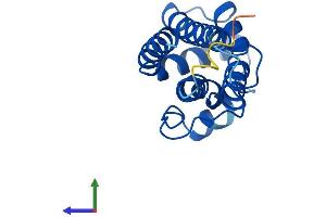 AlphaFold protein structure predicition of Mouse Recombinant Spaca9 Protein, UniprotID Q7TPM5 (Spaca9 (AA 1-168) protein (His tag))