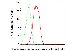 Flow cytometric analysis of Exosome component 2 expression in HepG2 cells using Exosome component 2 antibody (ABIN7798547), 1:2,000). (Recombinant EXOSC2 antibody)