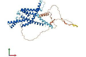 AlphaFold protein structure predicition of Mouse Recombinant Kcnk9 Protein, UniprotID Q3LS21 (KCNK9 Protein (AA 1-402) (His tag))