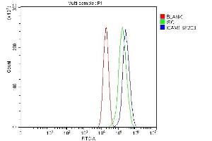 Flow Cytometry analysis of Caco-2 cells using anti-ICAM1 antibody (ABIN7601066). (ICAM1 antibody  (AA 28-268))