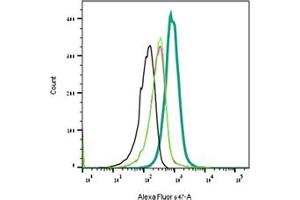 Indirect flow cytometry of α-Bungarotoxin in live intact rat  cells. (alpha-Bungarotoxin protein (Biotin))