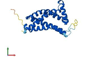 AlphaFold protein structure predicition of Mouse Recombinant Tmem97 Protein, UniprotID Q8VD00 (TMEM97 Protein (AA 1-176) (His tag))