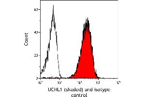 Flow Cytometry (FACS) image for anti-Ubiquitin Carboxyl-terminal Esterase L1 (Ubiquitin Thiolesterase) (UCHL1) (AA 50-100) antibody (ABIN7449527) (Recombinant UCHL1 antibody  (AA 50-100))