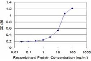 Detection limit for recombinant GST tagged ASPH is approximately 1ng/ml as a capture antibody. (Aspartate beta Hydroxylase antibody  (AA 161-270))