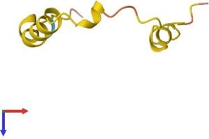 AlphaFold protein structure predicition of Human Recombinant LINC00308 Protein, UniprotID Q8TCZ7