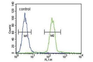 Fow Cytometric analysis of A375 cells using Tyrosinase Antibody (C-term) Cat. (TYR antibody  (C-Term))