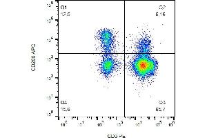 Flow cytometry analysis (surface staining) of CD200 in human peripheral blood with anti-CD200 (OX-104) APC. (CD200 antibody  (APC))