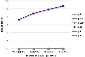 ELISA plate was coated with serially diluted Mouse IgG3-UNLB and quantified. (Mouse IgG3 Isotype Control)