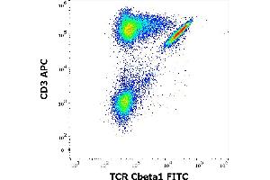 Flow cytometry multicolor surface staining of human lymphocytes stained using anti-human TCR Cbeta1 (JOVI. (TCR, Cbeta1 antibody (FITC))