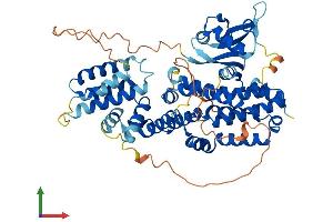 AlphaFold protein structure predicition of Human Recombinant RAPGEF5 Protein, UniprotID Q92565 (GFR Protein (AA 1-580) (His tag))