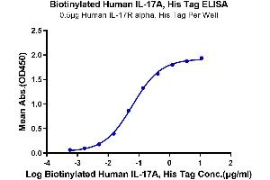 Immobilized Human IL-17R alpha, His Tag at 5 μg/mL (100 μL/Well) on the plate. (Interleukin 17a Protein (AA 24-155) (His-Avi Tag,Biotin))
